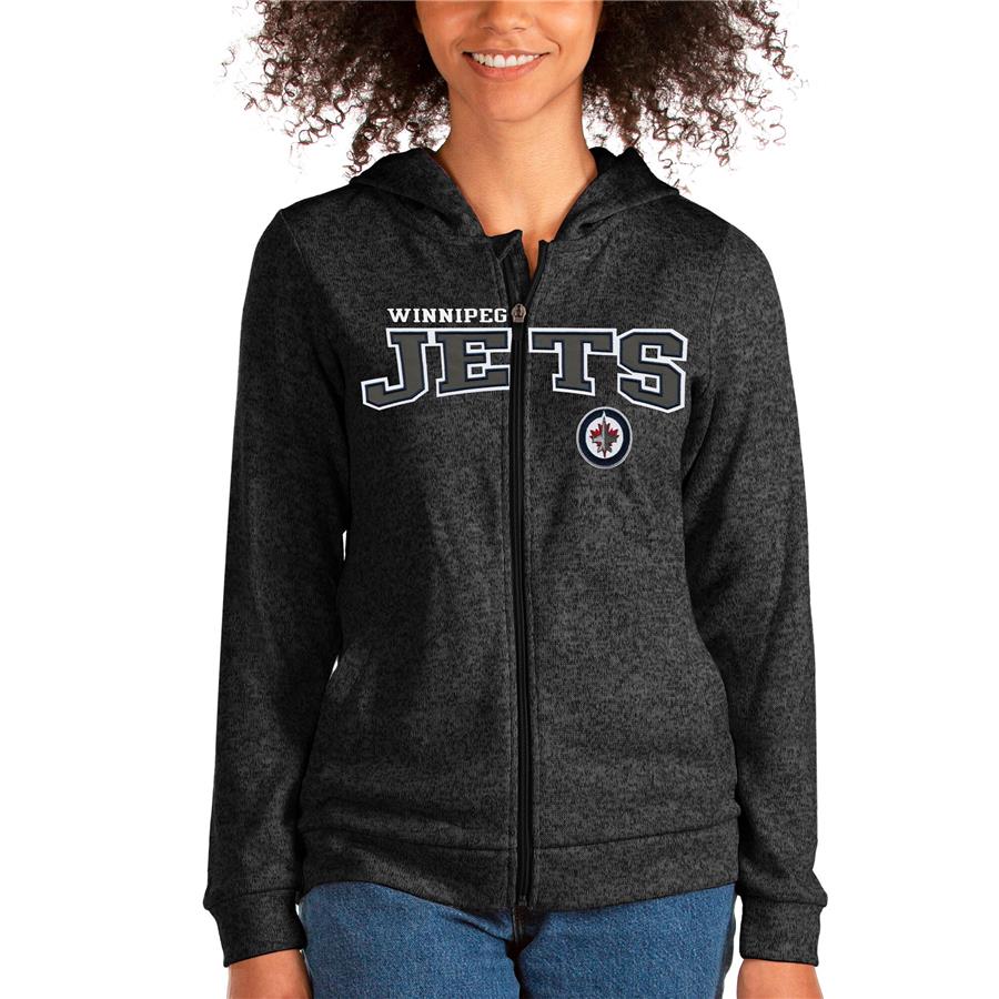 Winnipeg Jets Antigua Women's Team Absolute Full-Zip Hoodie - Heathered Black