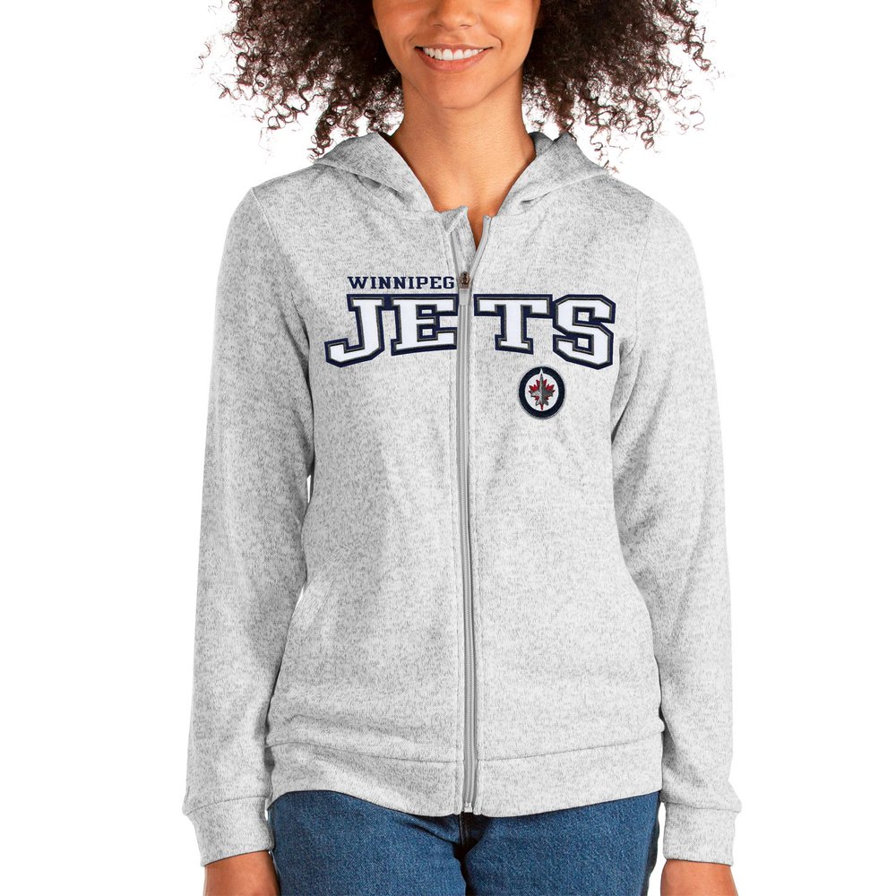Winnipeg Jets Antigua Women's Team Absolute Full-Zip Hoodie - Heathered Gray