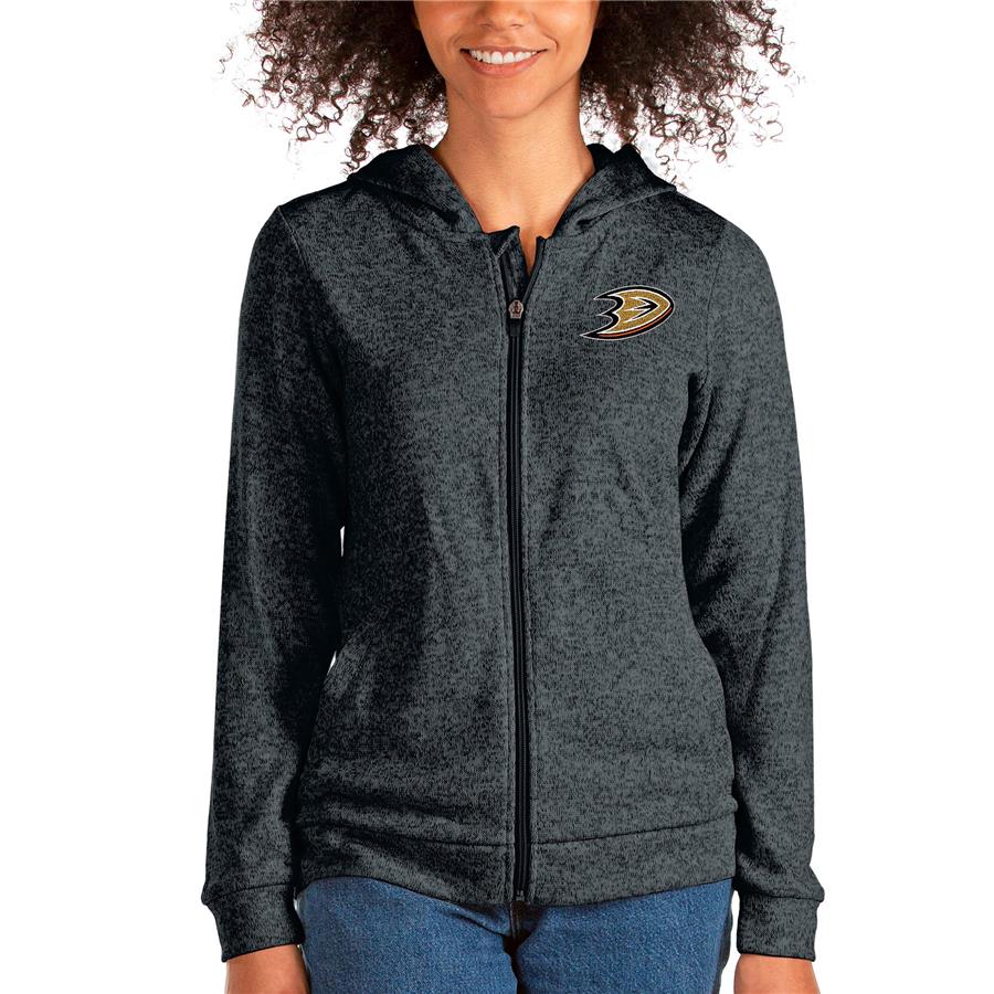Anaheim Ducks Antigua Women's Absolute Full-Zip Hoodie - Heathered Charcoal