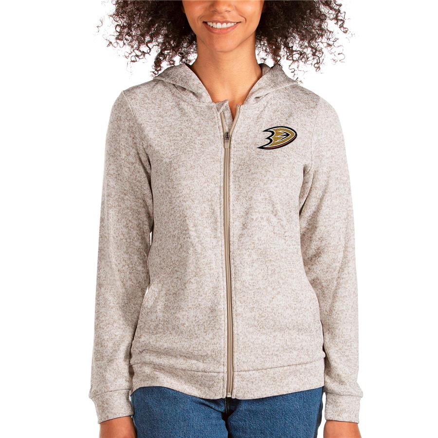 Anaheim Ducks Antigua Women's Absolute Full-Zip Hoodie - Oatmeal