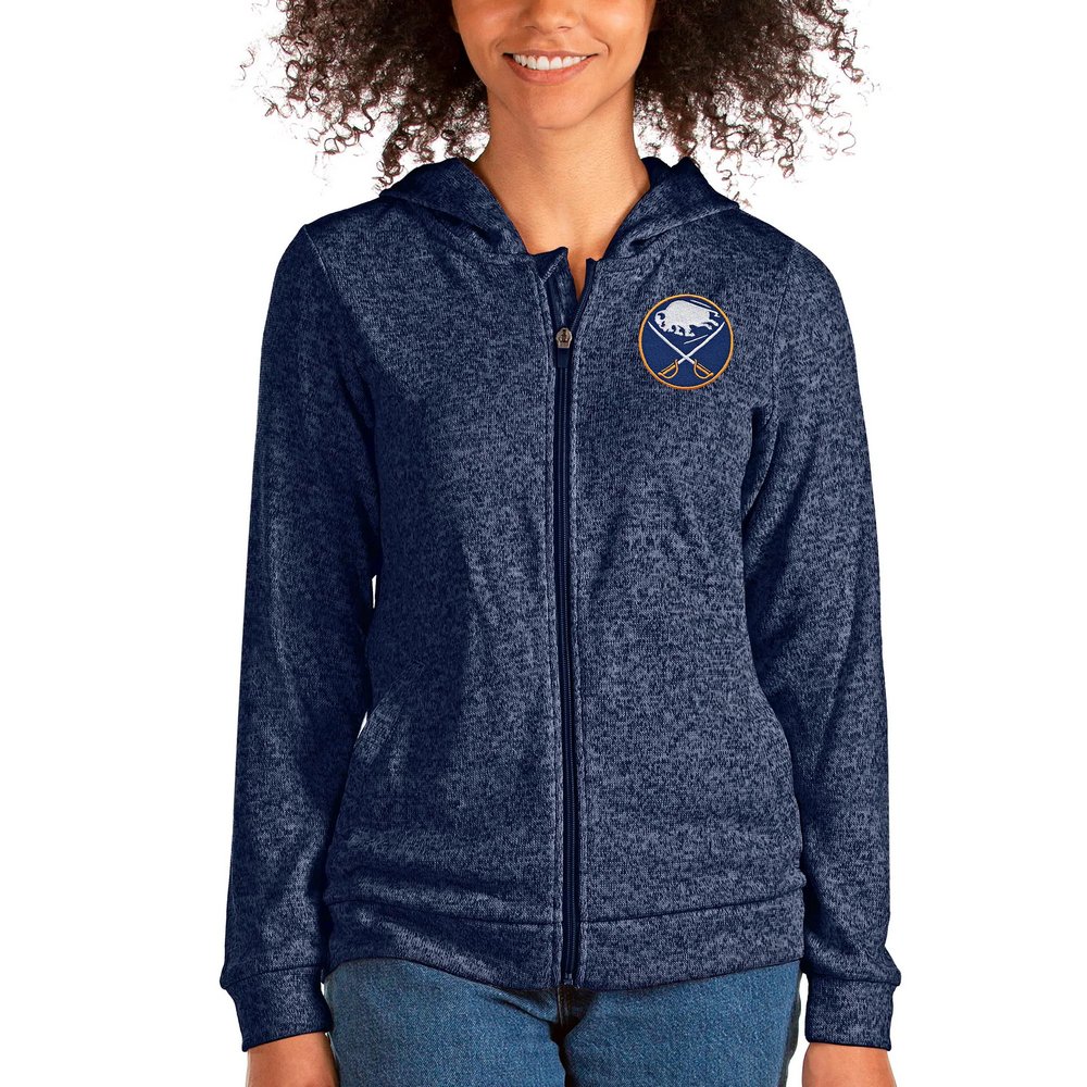 Buffalo Sabres Antigua Women's Absolute Full-Zip Hoodie - Heathered Navy