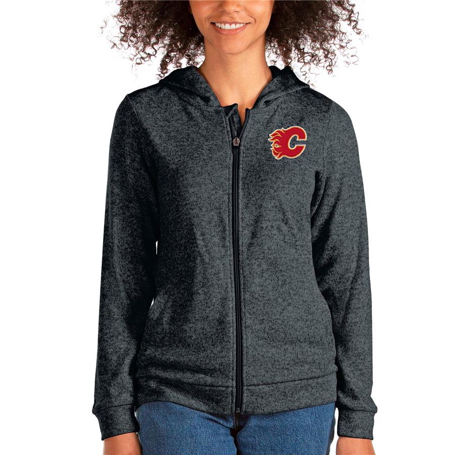 Calgary Flames Antigua Women's Absolute Full-Zip Hoodie - Heathered Charcoal
