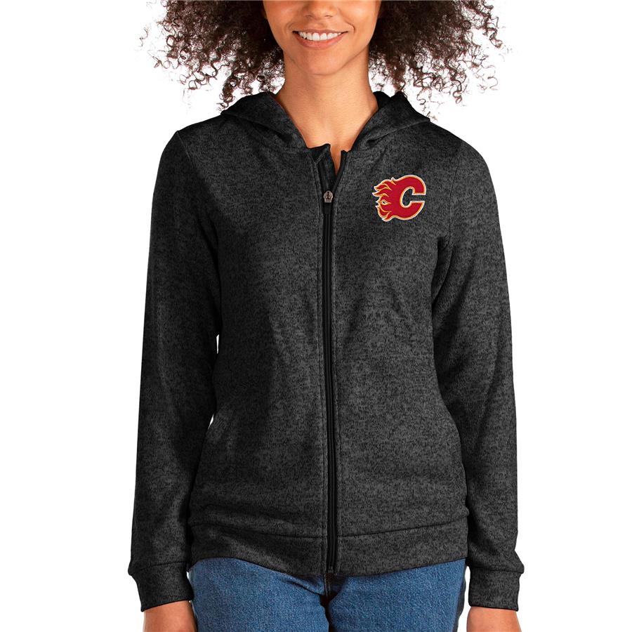 Calgary Flames Antigua Women's Absolute Full-Zip Hoodie - Heathered Black