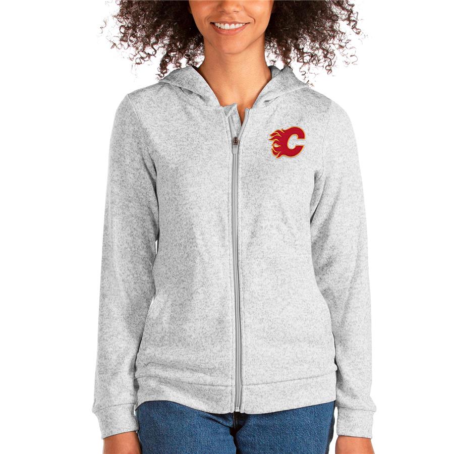Calgary Flames Antigua Women's Absolute Full-Zip Hoodie - Heathered Gray