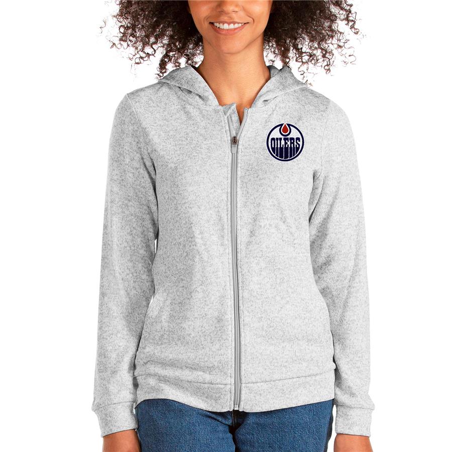 Edmonton Oilers Antigua Women's Absolute Full-Zip Hoodie - Heathered Gray