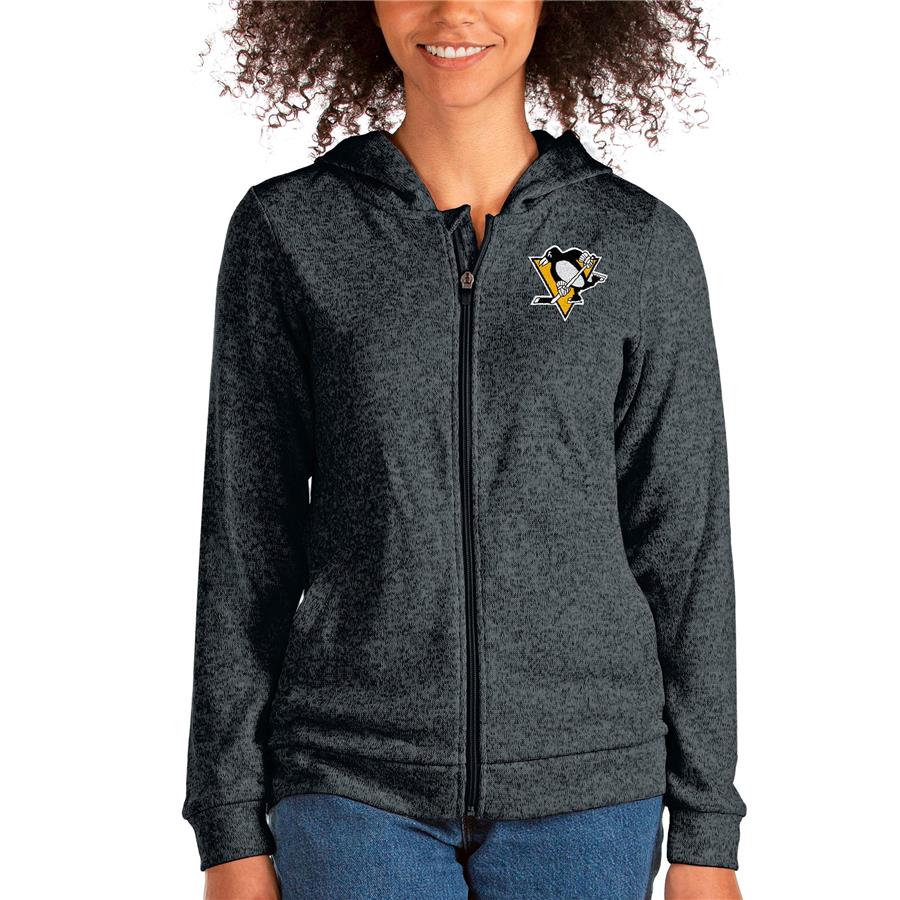 Pittsburgh Penguins Antigua Women's Absolute Full-Zip Hoodie - Heathered Charcoal