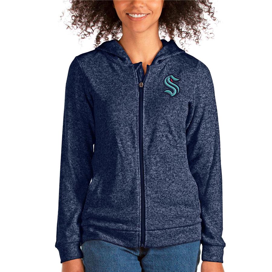 Seattle Kraken Antigua Women's Absolute Full-Zip Hoodie - Heathered Navy