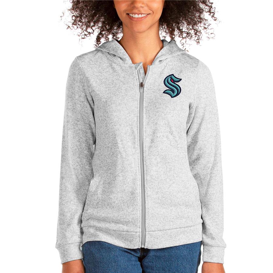 Seattle Kraken Antigua Women's Absolute Full-Zip Hoodie - Heathered Gray