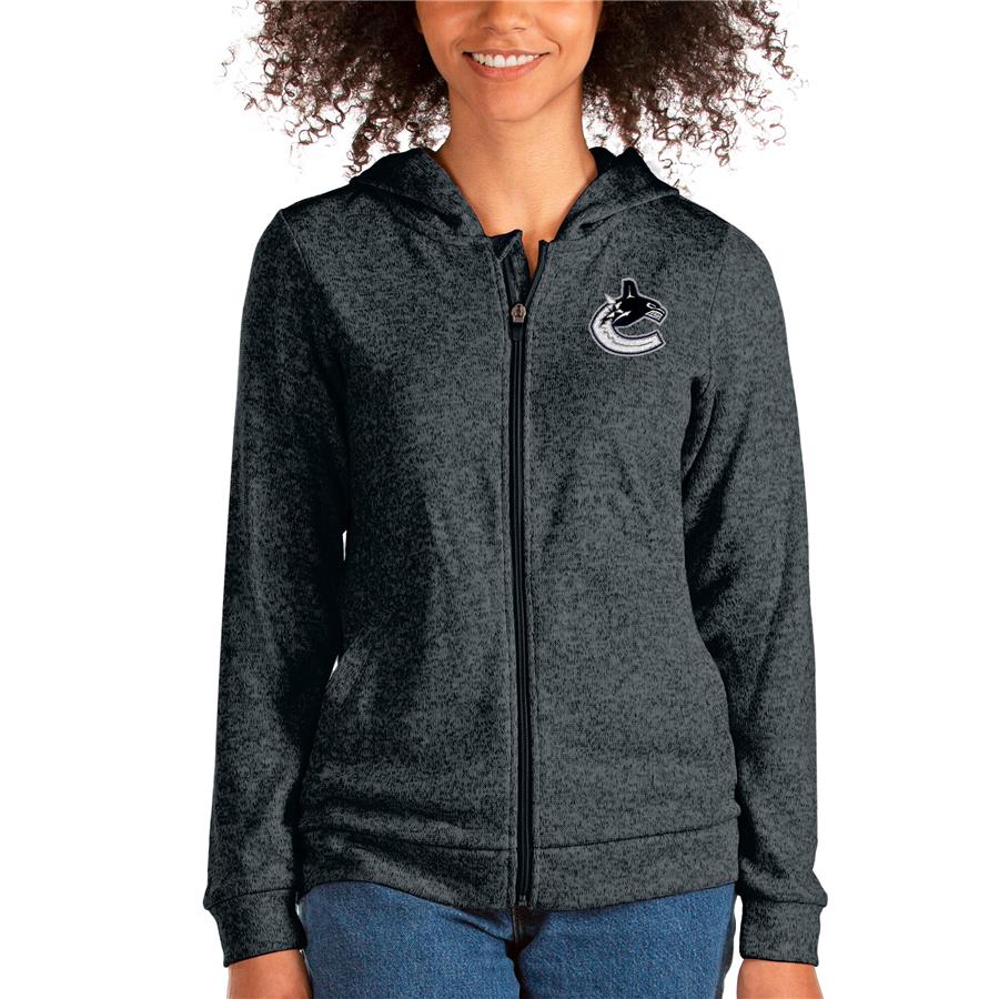 Vancouver Canucks Antigua Women's Absolute Full-Zip Hoodie - Heathered Charcoal