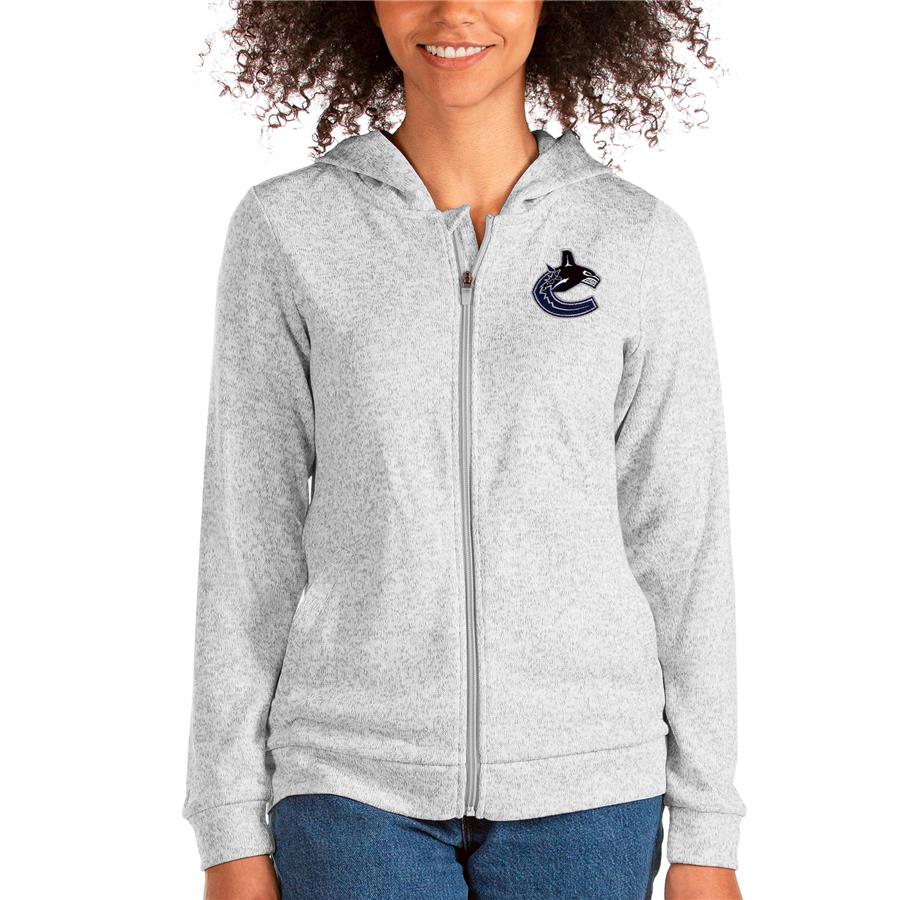 Vancouver Canucks Antigua Women's Absolute Full-Zip Hoodie - Heathered Gray