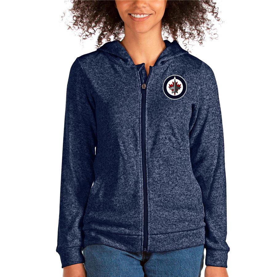 Winnipeg Jets Antigua Women's Absolute Full-Zip Hoodie - Heathered Navy