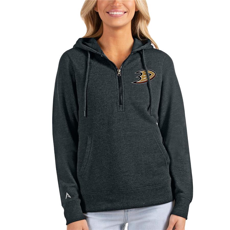 Anaheim Ducks Antigua Women's Action Half-Zip Pullover Hoodie - Heathered Charcoal