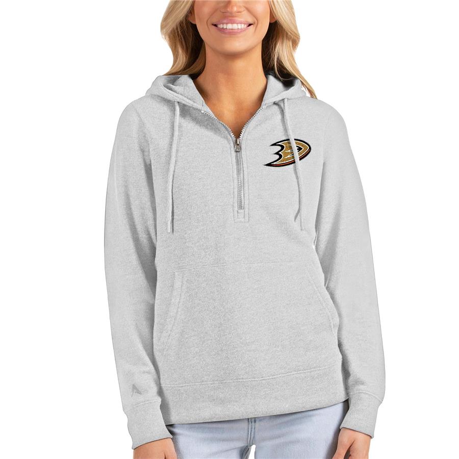 Anaheim Ducks Antigua Women's Action Half-Zip Pullover Hoodie - Heathered Gray