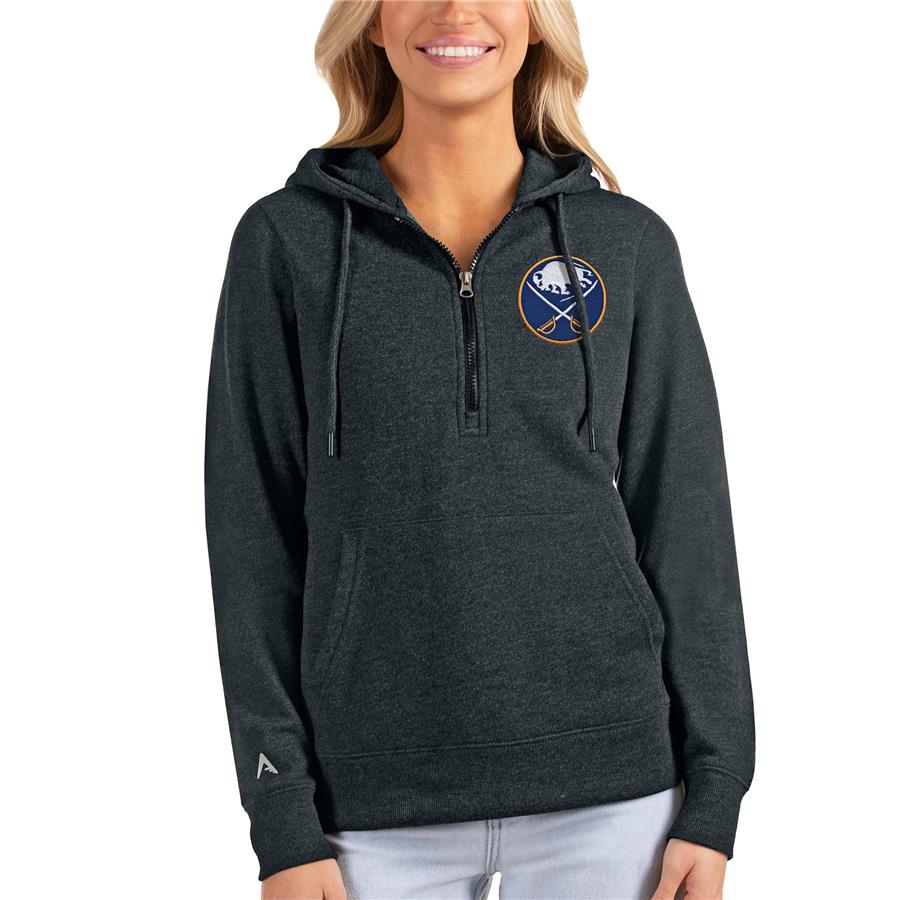 Buffalo Sabres Antigua Women's Action Half-Zip Pullover Hoodie - Heathered Charcoal