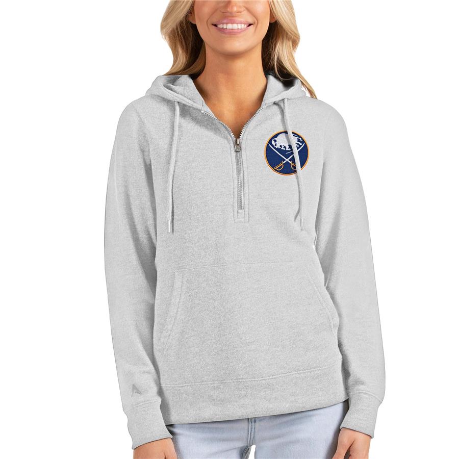 Buffalo Sabres Antigua Women's Action Half-Zip Pullover Hoodie - Heathered Gray