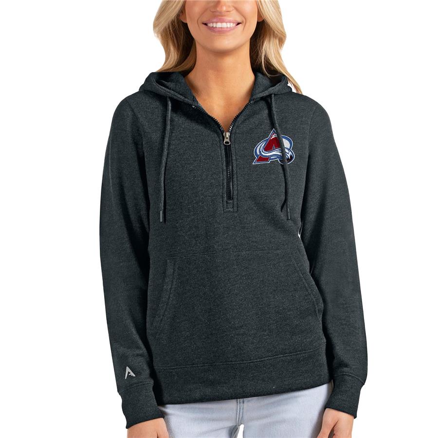 Colorado Avalanche Antigua Women's Action Half-Zip Pullover Hoodie - Heathered Charcoal