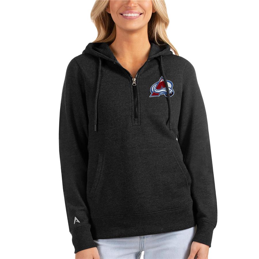 Colorado Avalanche Antigua Women's Action Half-Zip Pullover Hoodie - Heathered Black
