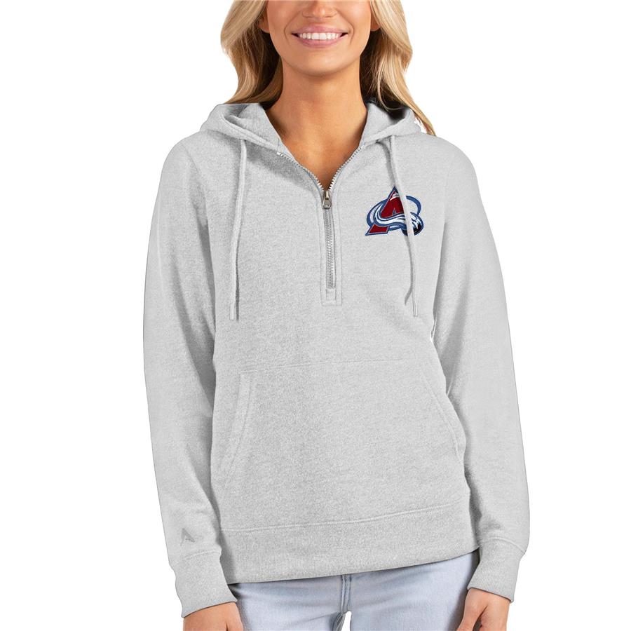 Colorado Avalanche Antigua Women's Action Half-Zip Pullover Hoodie - Heathered Gray
