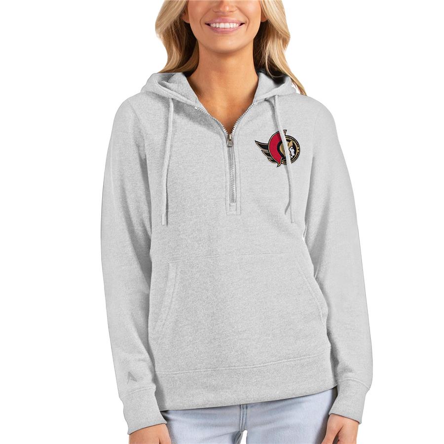 Ottawa Senators Antigua Women's Action Half-Zip Pullover Hoodie - Heathered Gray