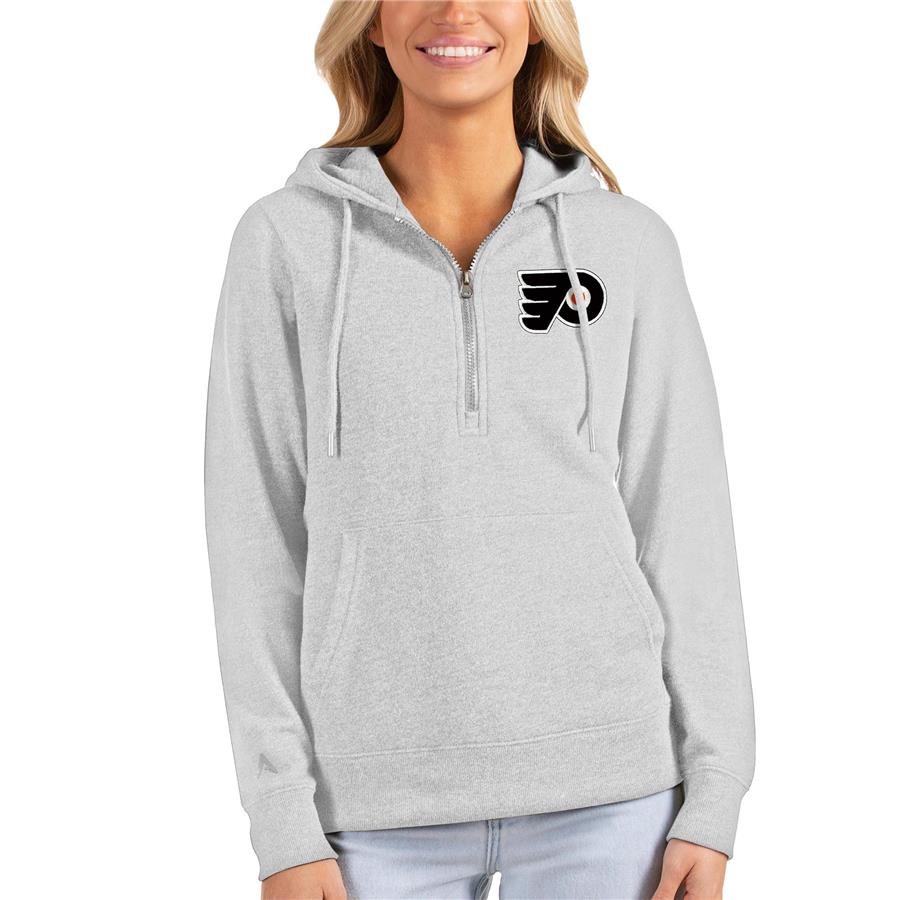 Philadelphia Flyers Antigua Women's Action Half-Zip Pullover Hoodie - Heathered Gray