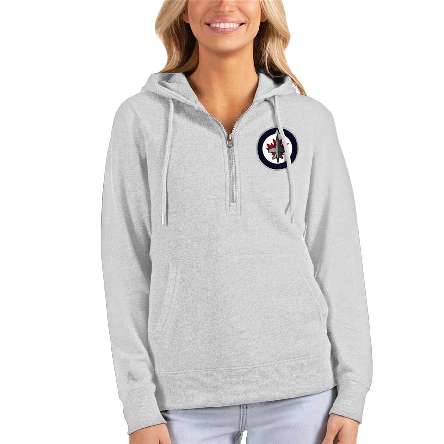 Winnipeg Jets Antigua Women's Action Half-Zip Pullover Hoodie - Heathered Gray