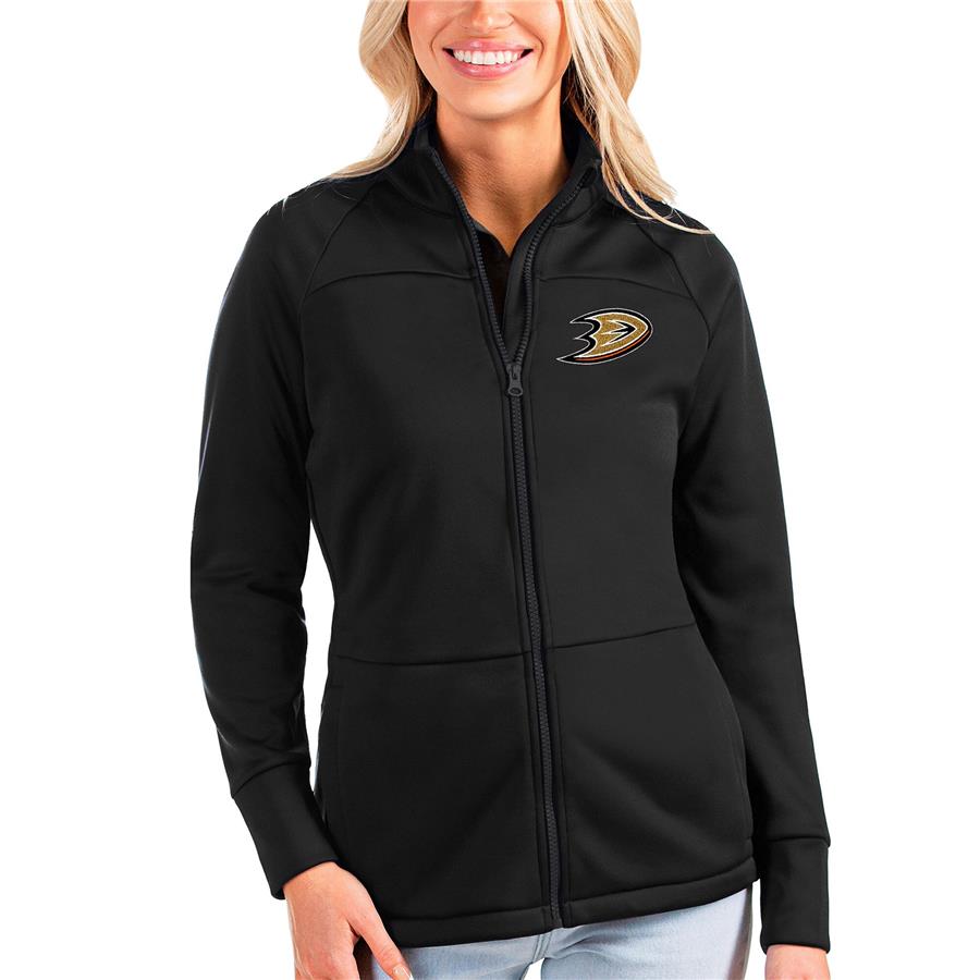 Anaheim Ducks Antigua Women's Links Full-Zip Golf Jacket - Black
