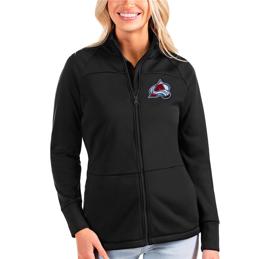 Colorado Avalanche Antigua Women's Links Full-Zip Golf Jacket - Black