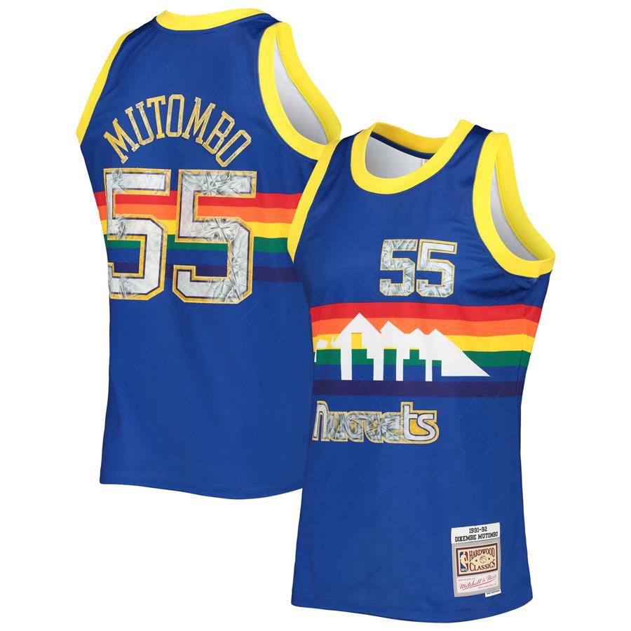 Dikembe Mutombo Denver Nuggets Mitchell & Ness 1991-92 Hardwood Classics 75th Anniversary Diamond Swingman Jersey - Royal