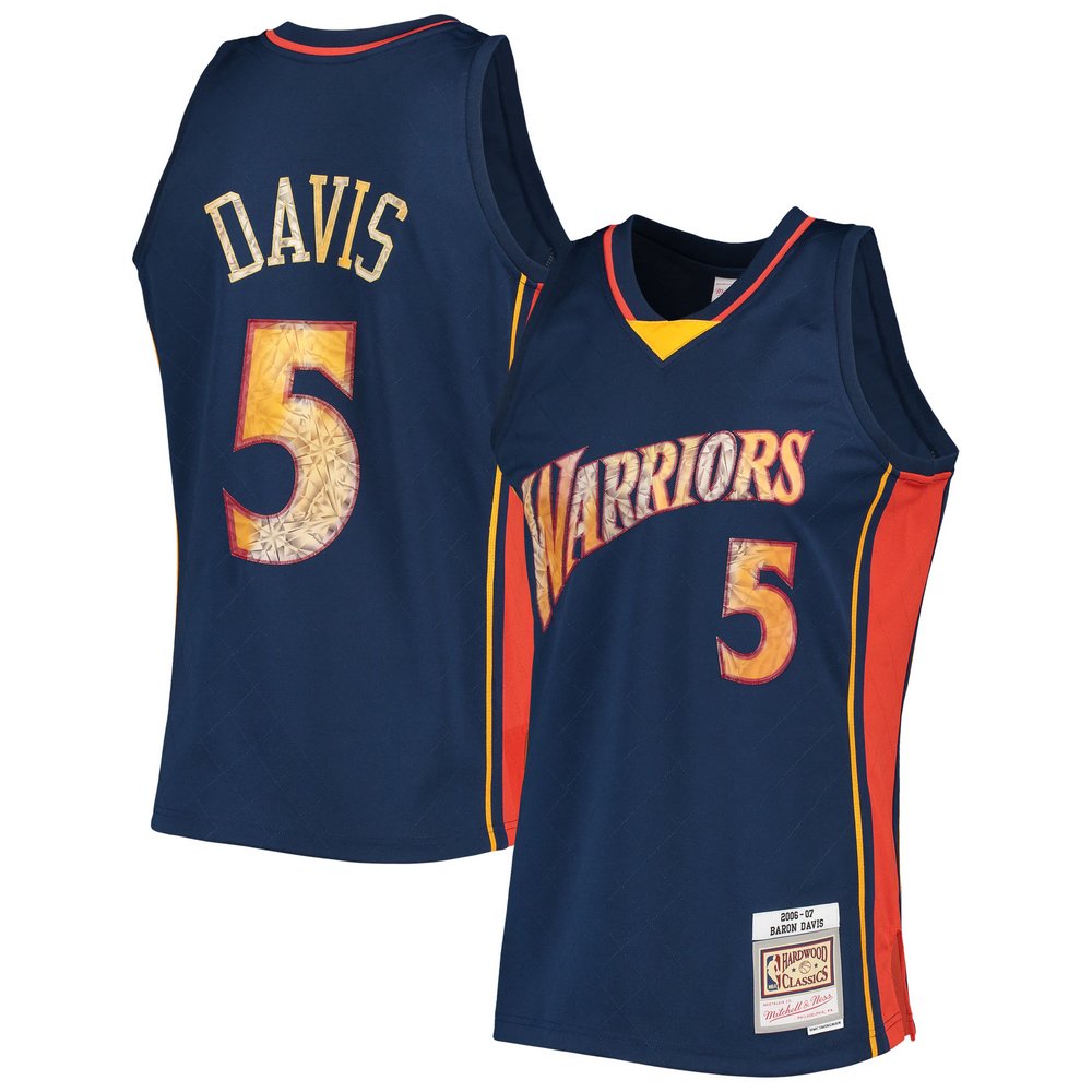 Baron Davis Golden State Warriors Mitchell & Ness 2006-07 Hardwood Classics 75th Anniversary Diamond Swingman Jersey - Navy