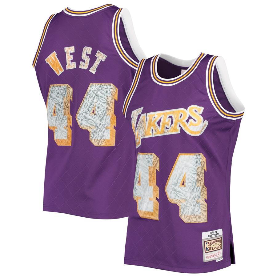 Jerry West Los Angeles Lakers Mitchell & Ness 1971-72 Hardwood Classics 75th Anniversary Diamond Swingman Jersey - Purple