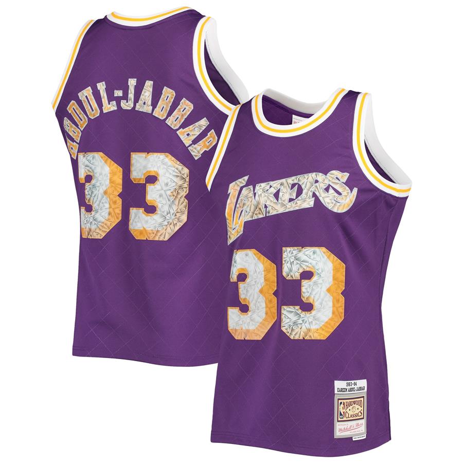 Kareem Abdul-Jabbar Los Angeles Lakers Mitchell & Ness 1983-84 Hardwood Classics 75th Anniversary Diamond Swingman Jersey - Purple