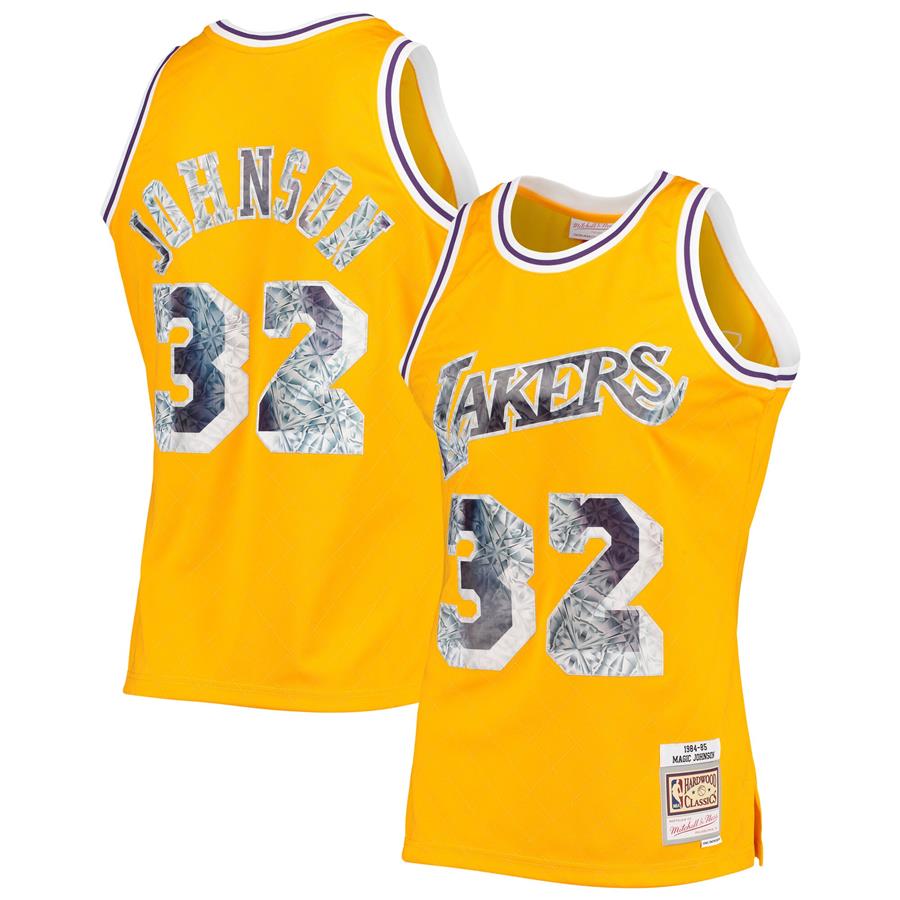 Magic Johnson Los Angeles Lakers Mitchell & Ness 1984-85 Hardwood Classics 75th Anniversary Diamond Swingman Jersey - Gold