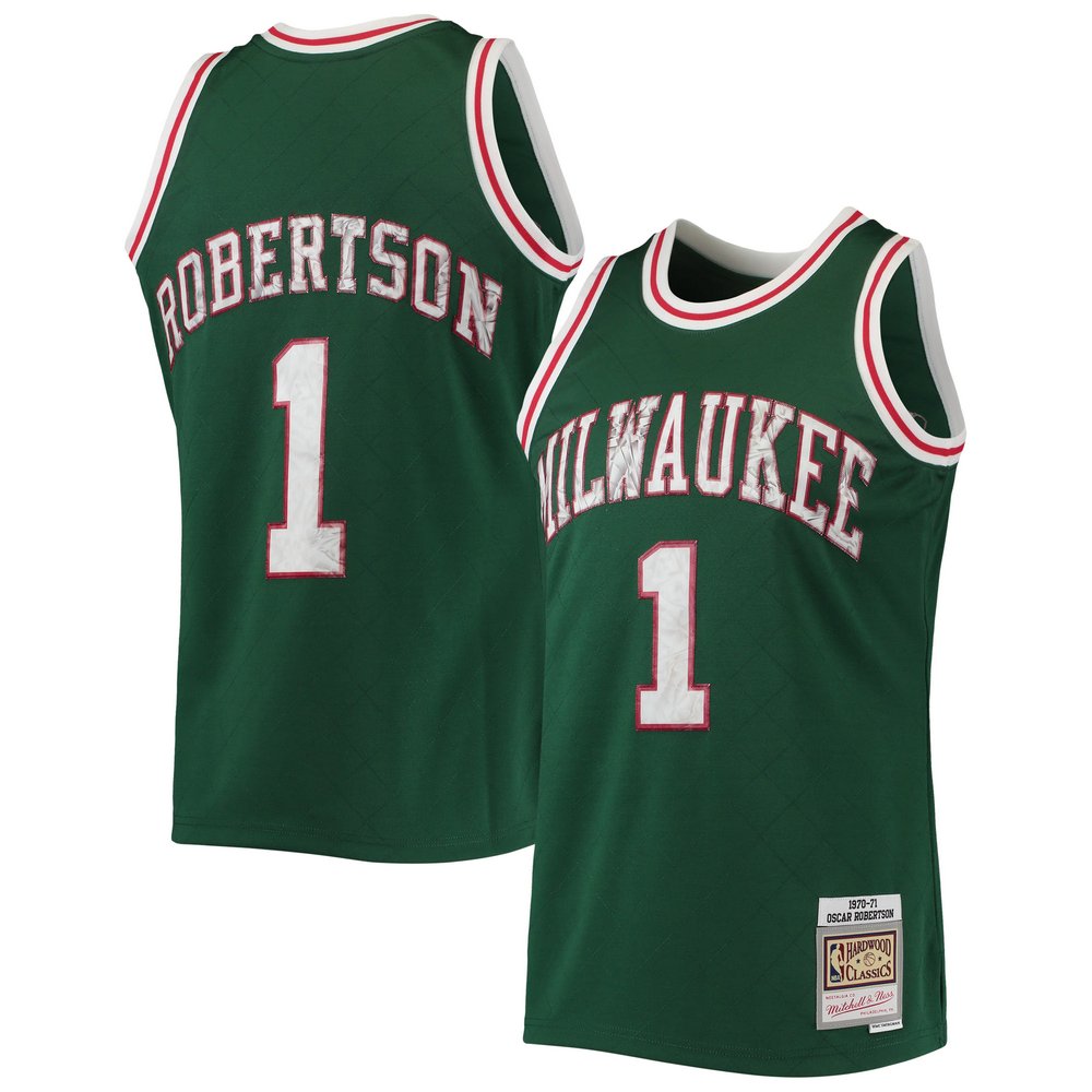 Oscar Robertson Milwaukee Bucks Mitchell & Ness 1970-71 Hardwood Classics 75th Anniversary Diamond Swingman Jersey - Green