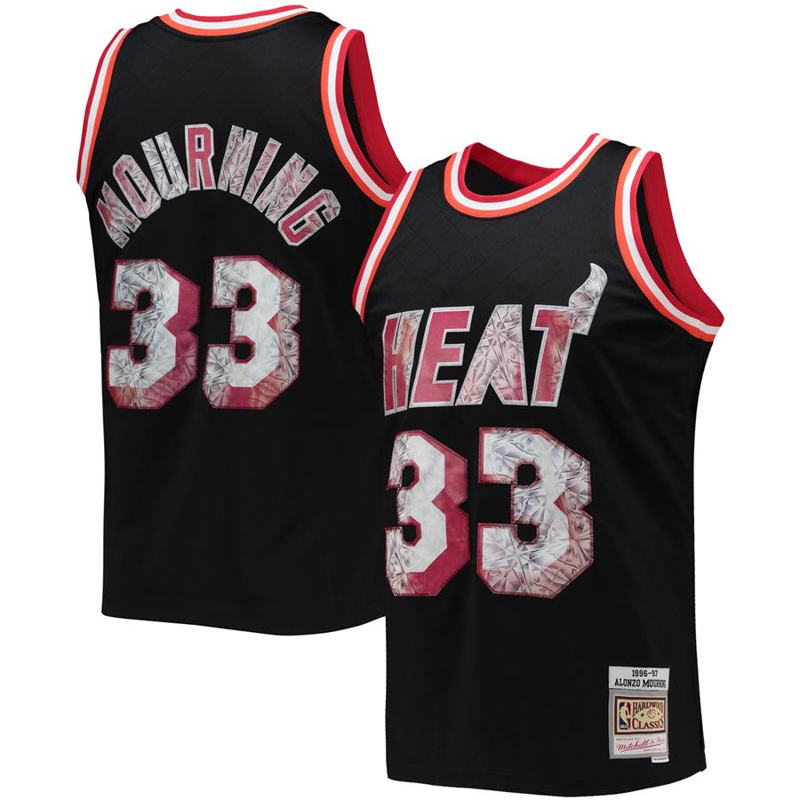 Alonzo Mourning Miami Heat Mitchell & Ness 1996-97 Hardwood Classics 75th Anniversary Diamond Swingman Jersey - Black