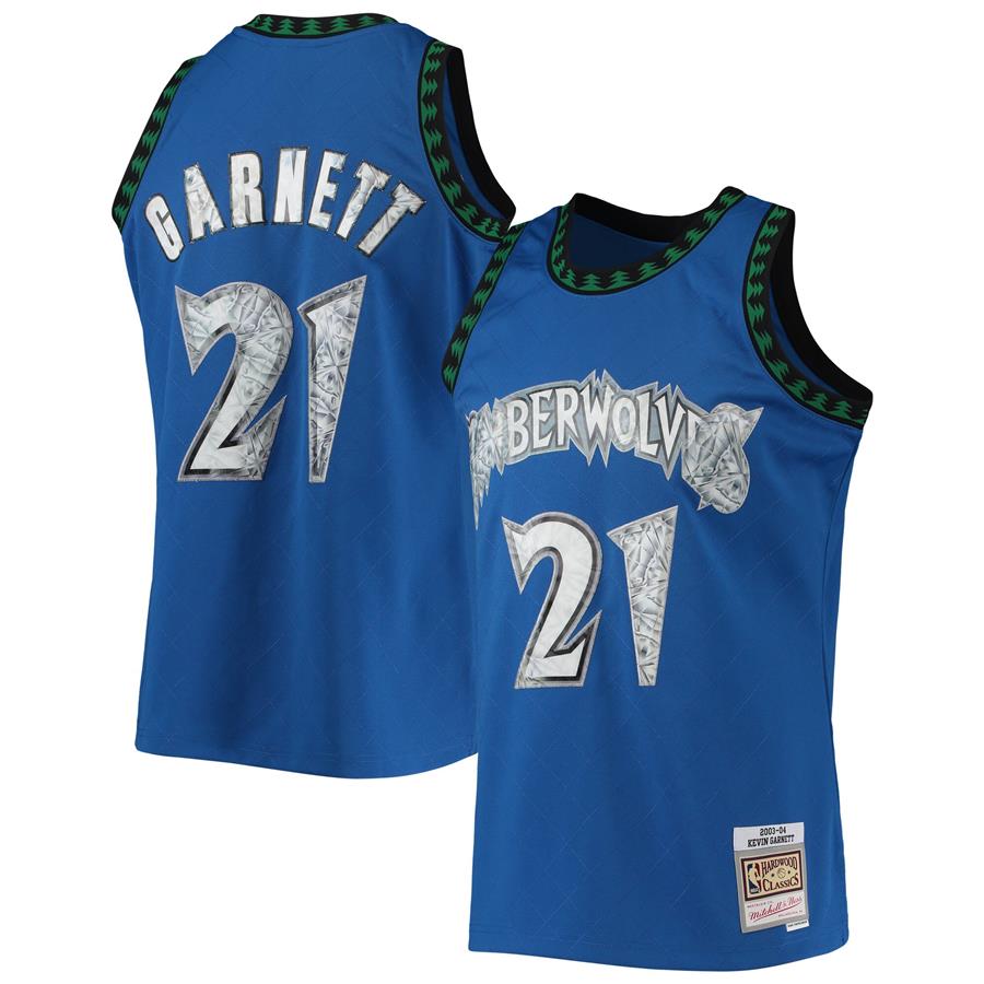 Джерси Kevin Garnett Minnesota Timberwolves Mitchell & Ness 2003-04 Hardwood Classics 75th Anniversary Diamond Swingman (синий)