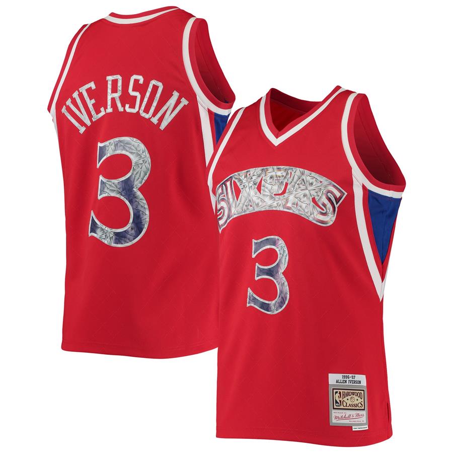 Allen Iverson Philadelphia 76ers Mitchell & Ness 1996-97 Hardwood Classics 75th Anniversary Diamond Swingman Jersey - Red