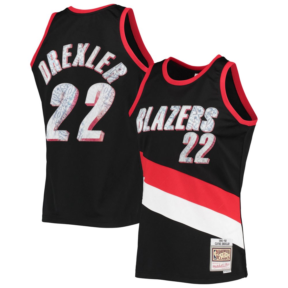 Clyde Drexler Portland Trail Blazers Mitchell & Ness 1991-92 Hardwood Classics 75th Anniversary Diamond Swingman Jersey - Black