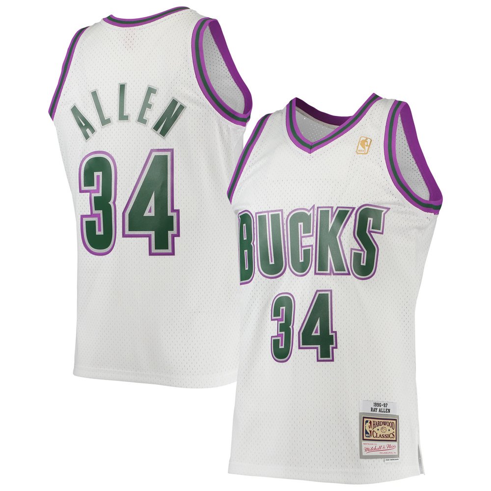 Ray Allen Milwaukee Bucks Mitchell & Ness 1996-97 Hardwood Classics Swingman Jersey - White