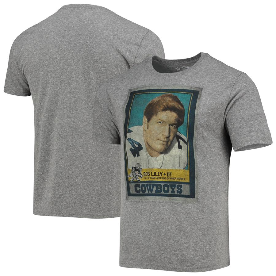 Bob Lilly Dallas Cowboys Name & Number Tri-Blend T-Shirt - Heathered Gray