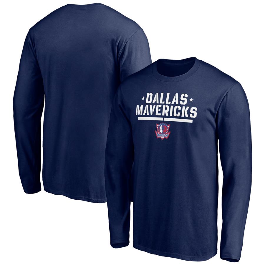 Dallas Mavericks Fanatics Branded Hoops For Troops Trained Long Sleeve T-Shirt - Navy