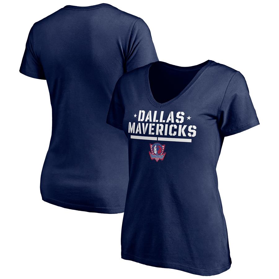 Dallas Mavericks Fanatics Branded Women's Hoops For Troops Trained V-Neck T-Shirt - Navy