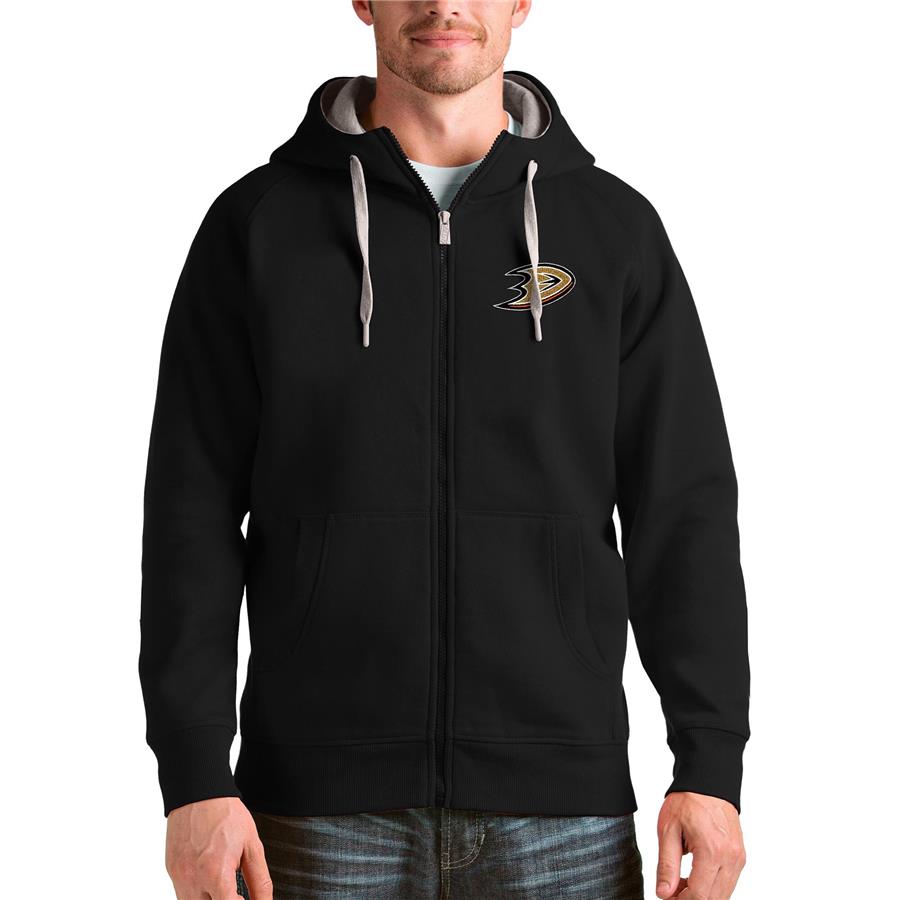 Anaheim Ducks Antigua Logo Victory Full-Zip Hoodie - Black