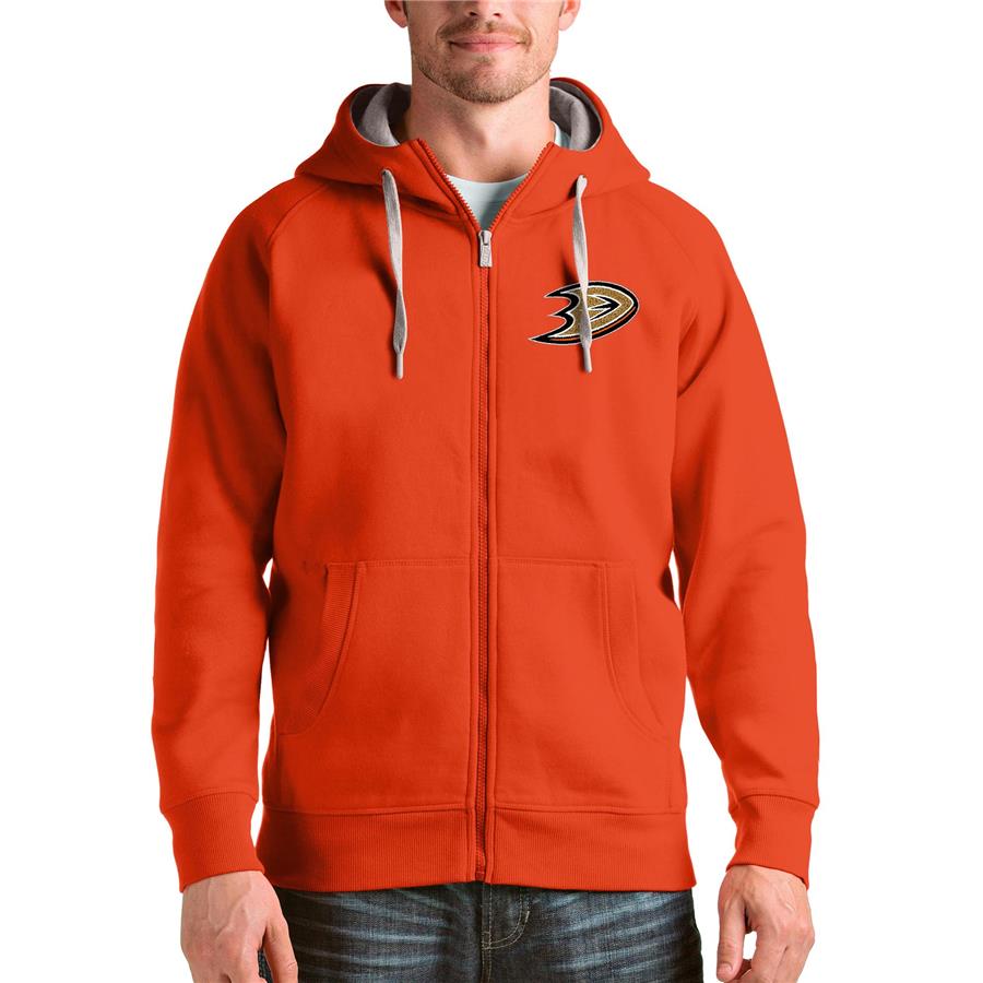Anaheim Ducks Antigua Logo Victory Full-Zip Hoodie - Orange