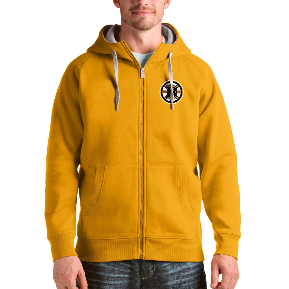 Boston Bruins Antigua Logo Victory Full-Zip Hoodie - Gold
