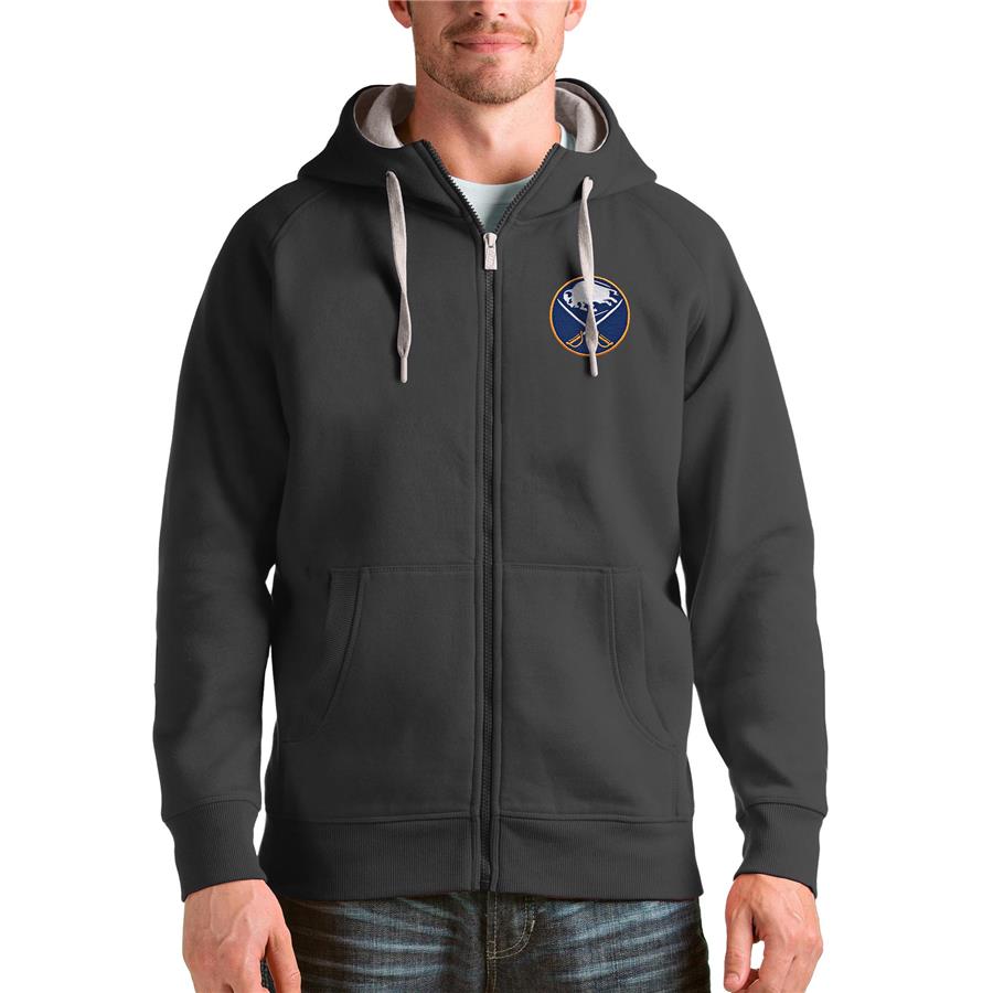 Buffalo Sabres Antigua Logo Victory Full-Zip Hoodie - Charcoal