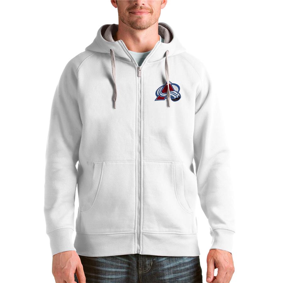 Colorado Avalanche Antigua Logo Victory Full-Zip Hoodie - White