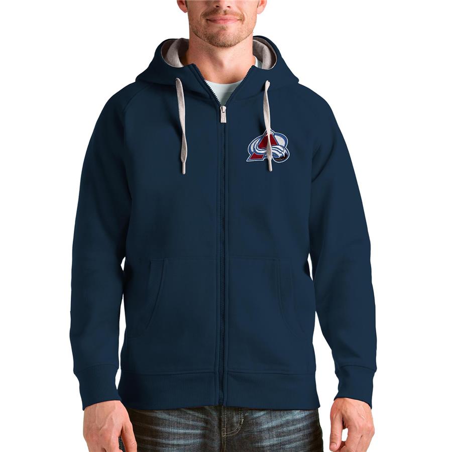 Colorado Avalanche Antigua Logo Victory Full-Zip Hoodie - Navy