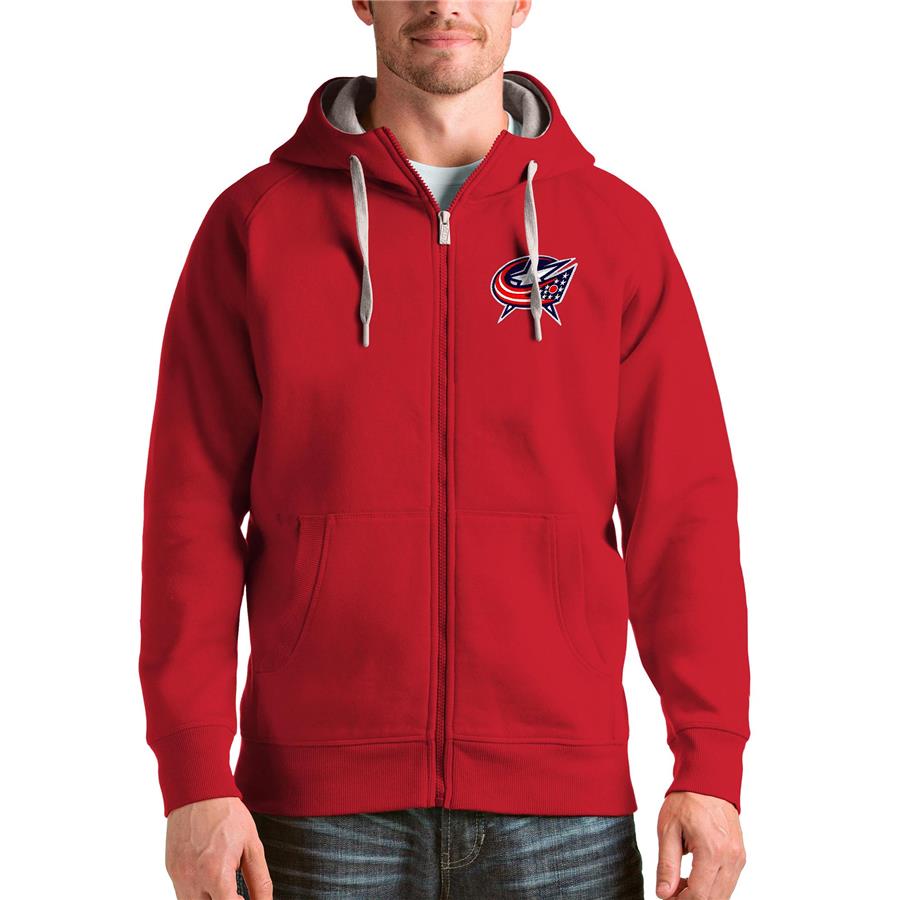 Columbus Blue Jackets Antigua Logo Victory Full-Zip Hoodie - Red