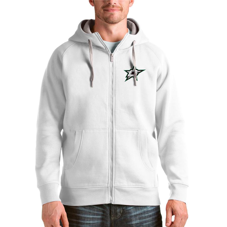 Dallas Stars Antigua Logo Victory Full-Zip Hoodie - White
