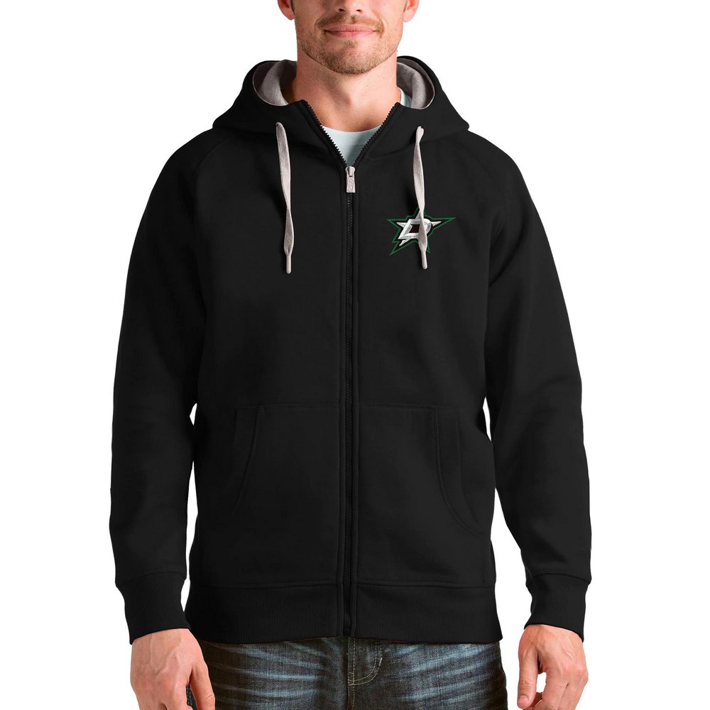 Dallas Stars Antigua Logo Victory Full-Zip Hoodie - Black